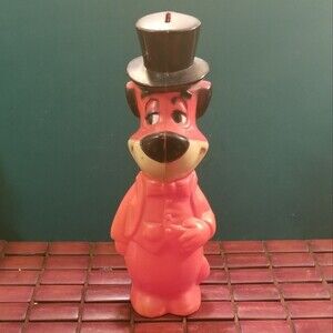 Vintage Hanna-Barbera Red Huckleberry Hound Plastic Coin Bank Knickerbocker 10"